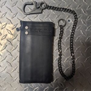 Harley-Davidson Black Leather Wallet with Chain